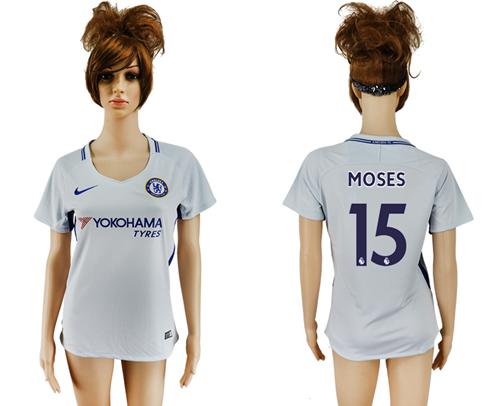 Women's Chelsea #15 Moses Away Soccer Club Jersey - Click Image to Close
